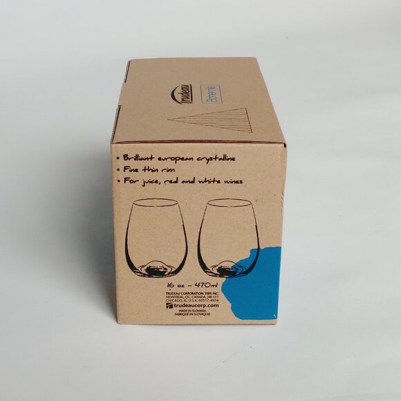 VIA RAIL Stemless Glasses PAIR TRUDEAU Bohemia Set of 2 BNIB European crystallin - Picture 15 of 15